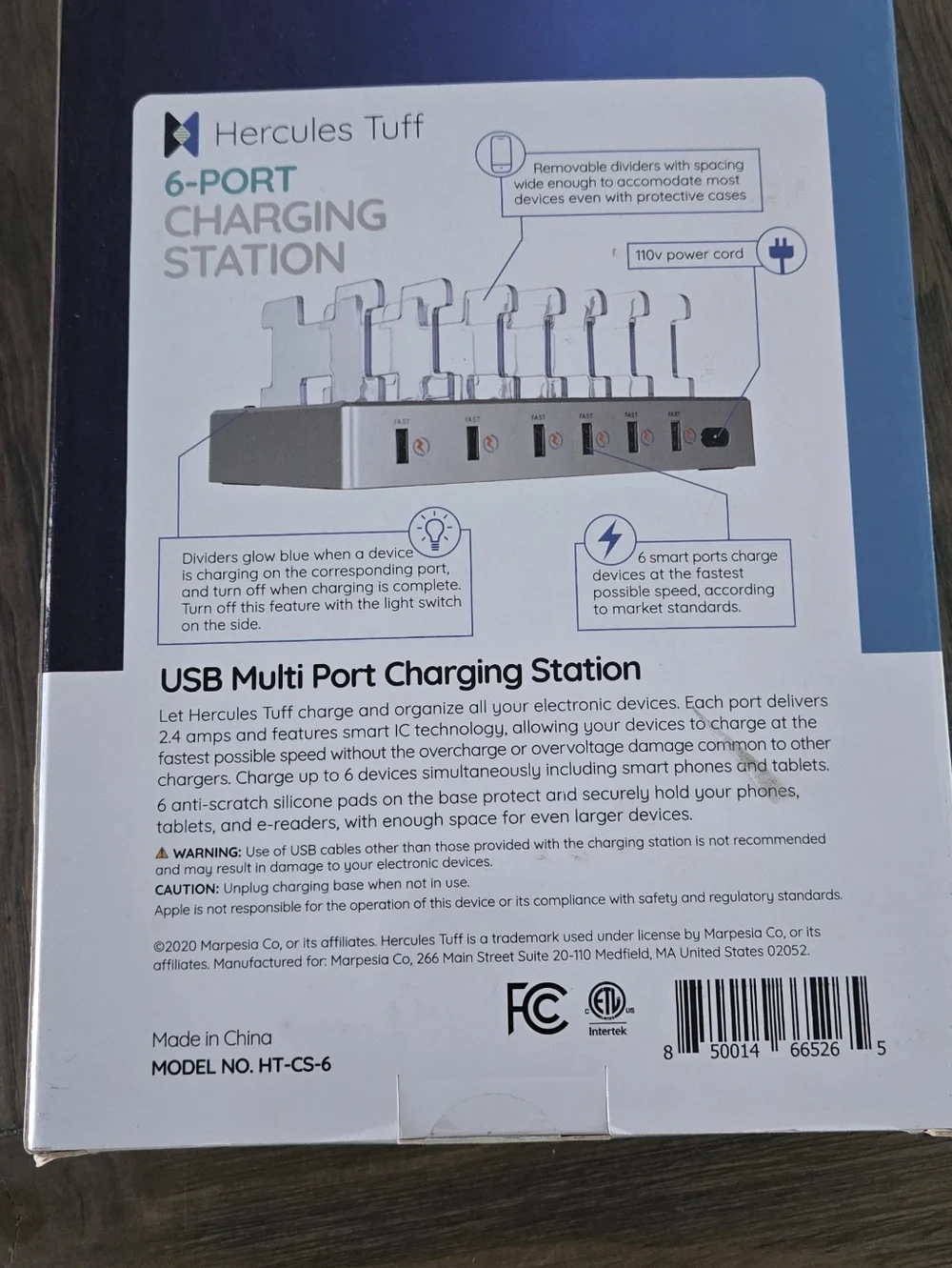 Hercules Tuff Multi-Device Charging Station - 6 USB Fast Ports + 3 USB Cables